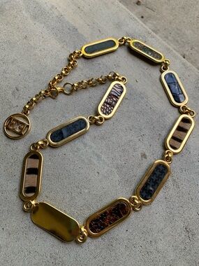 Rare Vintage Escada Gold Chain Belt with Animal Prints